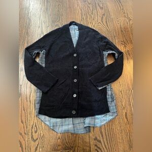 COS women's V-neck cardigan plaid back made from a mohair and wool blend